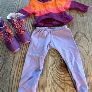 Authentic American Girl Doll Clothes WARM WINTER PURPLE AND ORANGE OUTFIT 2015